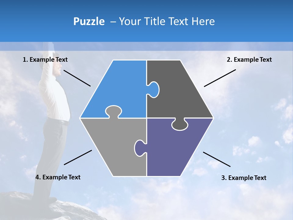 A Man Standing On Top Of A Rock With His Arms In The Air PowerPoint Template