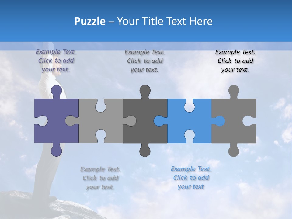 A Man Standing On Top Of A Rock With His Arms In The Air PowerPoint Template