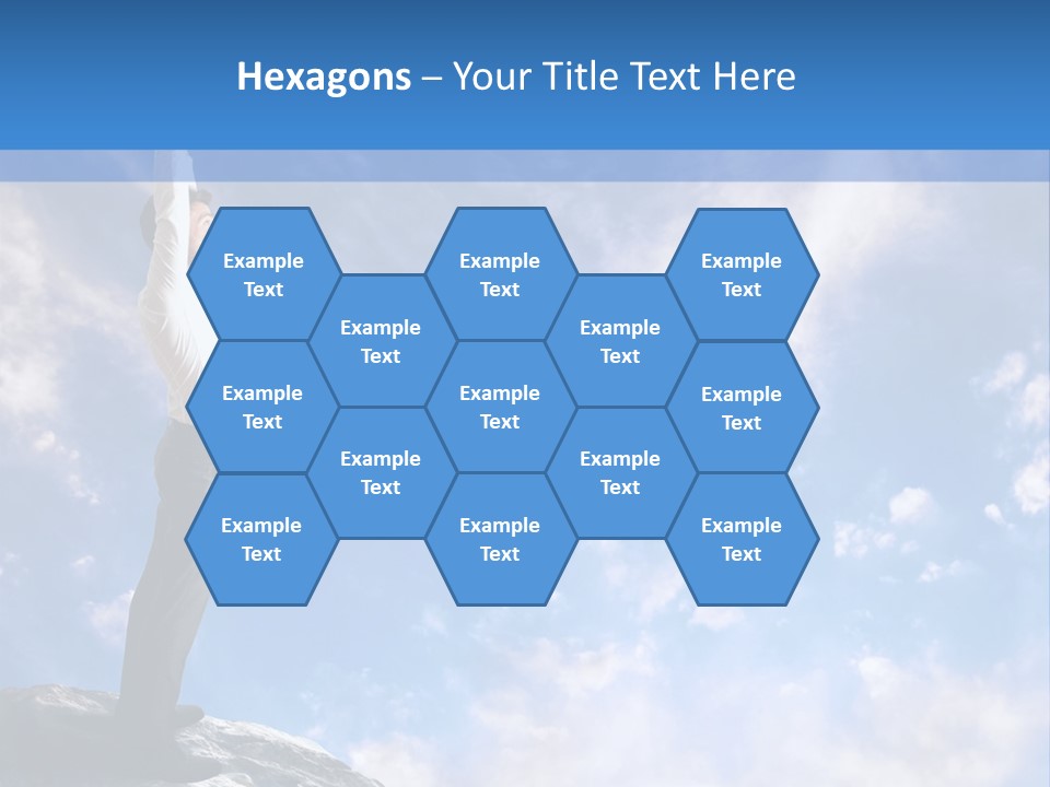 A Man Standing On Top Of A Rock With His Arms In The Air PowerPoint Template