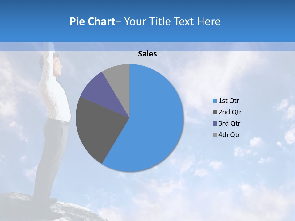 A Man Standing On Top Of A Rock With His Arms In The Air PowerPoint Template