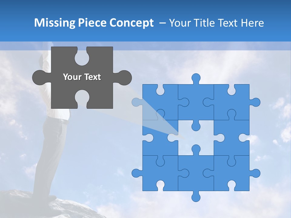 A Man Standing On Top Of A Rock With His Arms In The Air PowerPoint Template