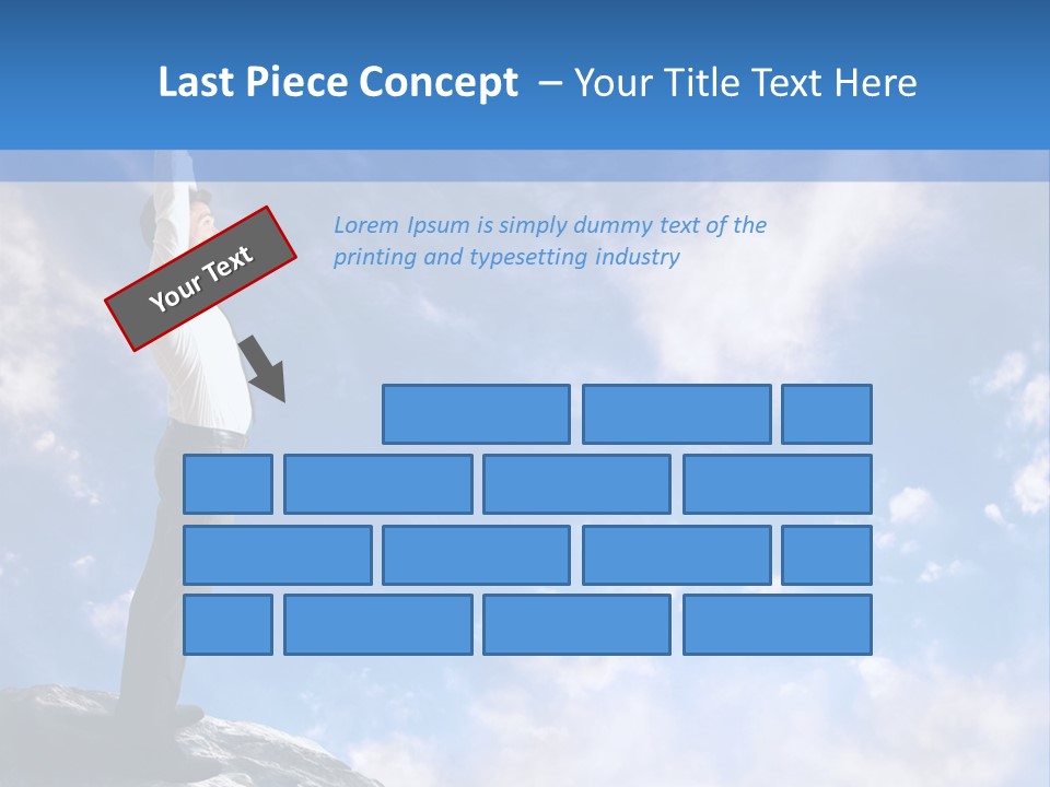 A Man Standing On Top Of A Rock With His Arms In The Air PowerPoint Template