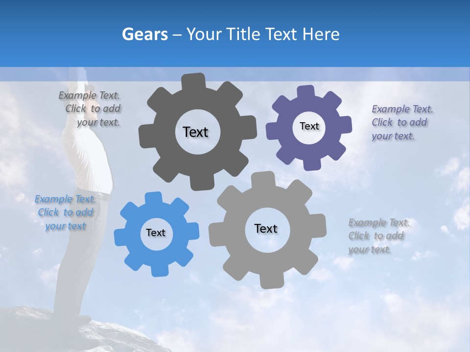 A Man Standing On Top Of A Rock With His Arms In The Air PowerPoint Template