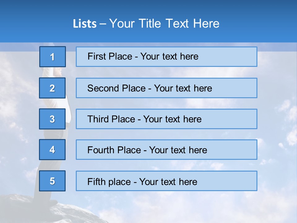 A Man Standing On Top Of A Rock With His Arms In The Air PowerPoint Template