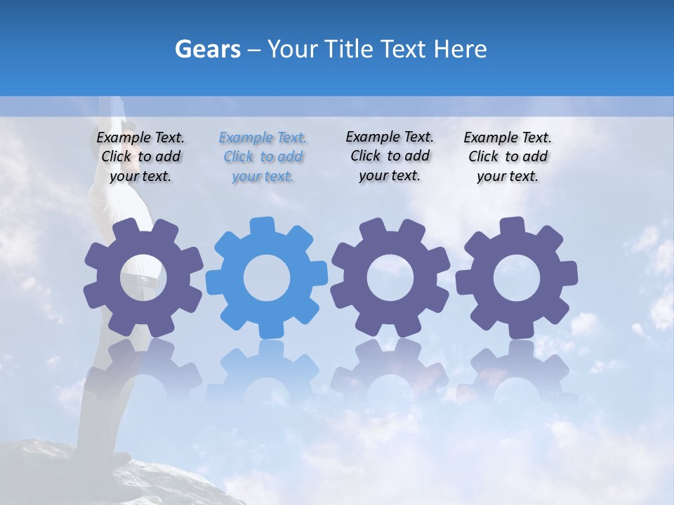 A Man Standing On Top Of A Rock With His Arms In The Air PowerPoint Template