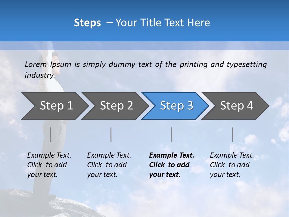 A Man Standing On Top Of A Rock With His Arms In The Air PowerPoint Template