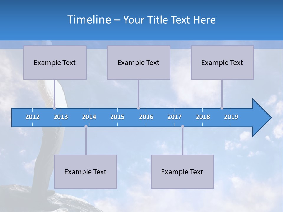 A Man Standing On Top Of A Rock With His Arms In The Air PowerPoint Template
