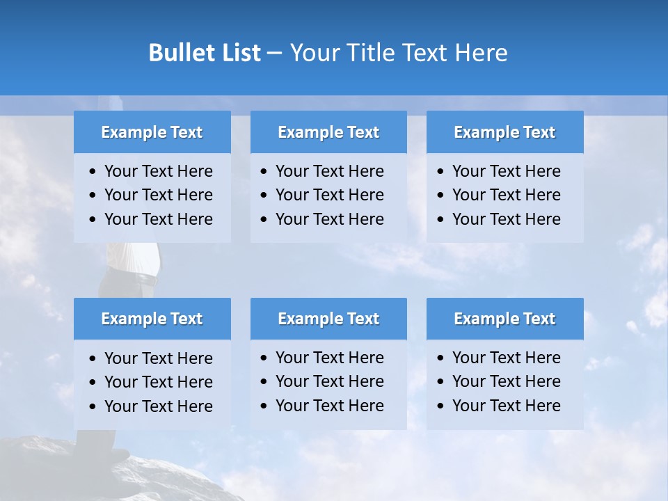 A Man Standing On Top Of A Rock With His Arms In The Air PowerPoint Template