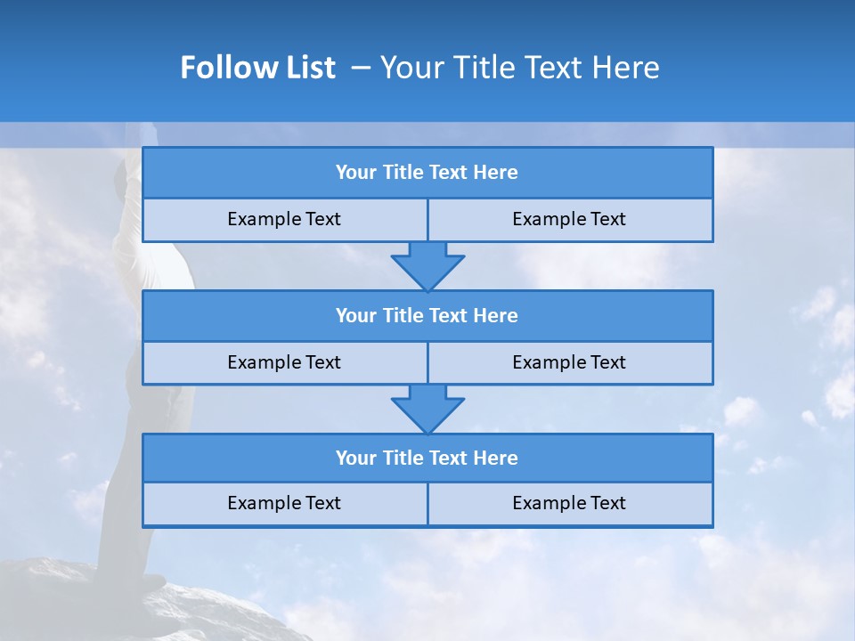 A Man Standing On Top Of A Rock With His Arms In The Air PowerPoint Template