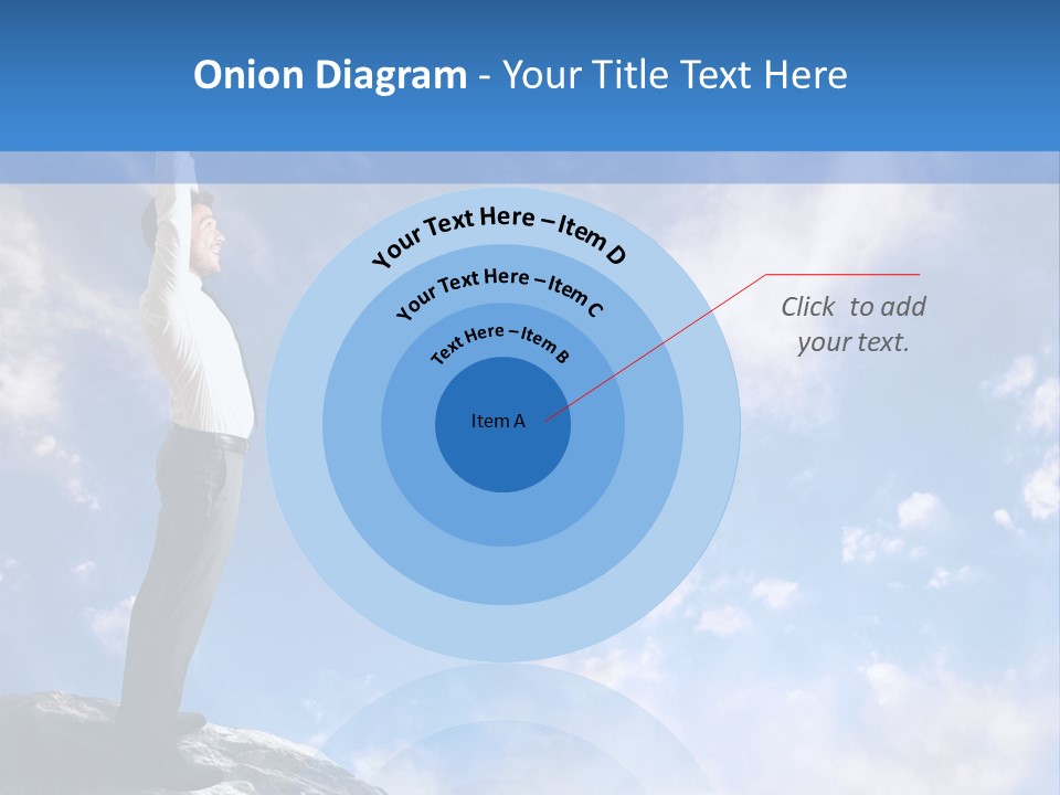 A Man Standing On Top Of A Rock With His Arms In The Air PowerPoint Template