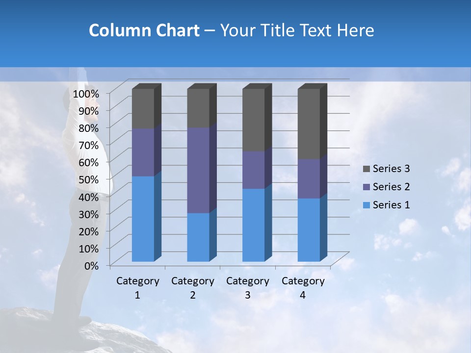 A Man Standing On Top Of A Rock With His Arms In The Air PowerPoint Template
