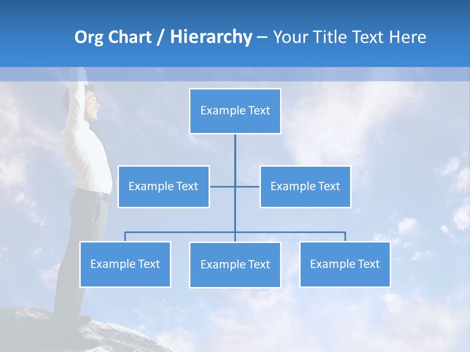A Man Standing On Top Of A Rock With His Arms In The Air PowerPoint Template