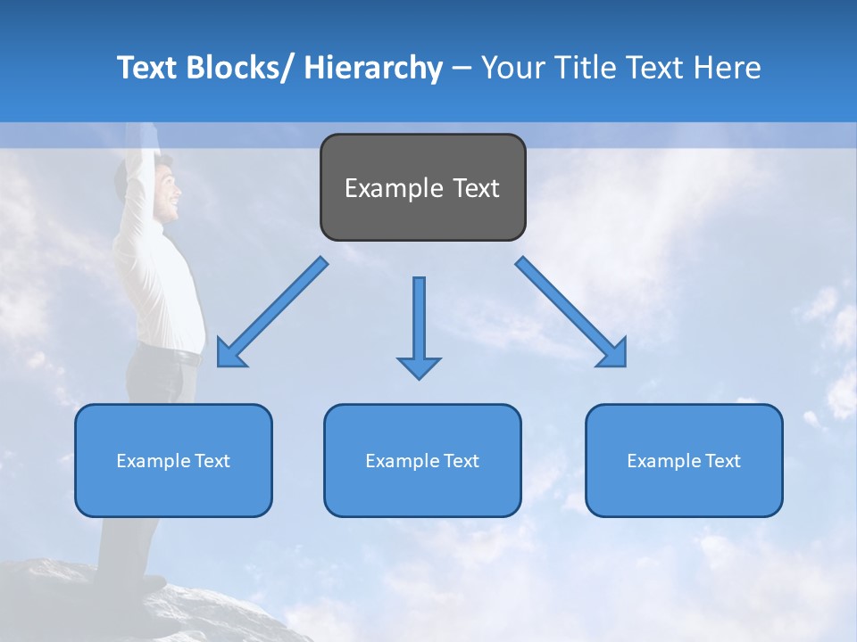 A Man Standing On Top Of A Rock With His Arms In The Air PowerPoint Template