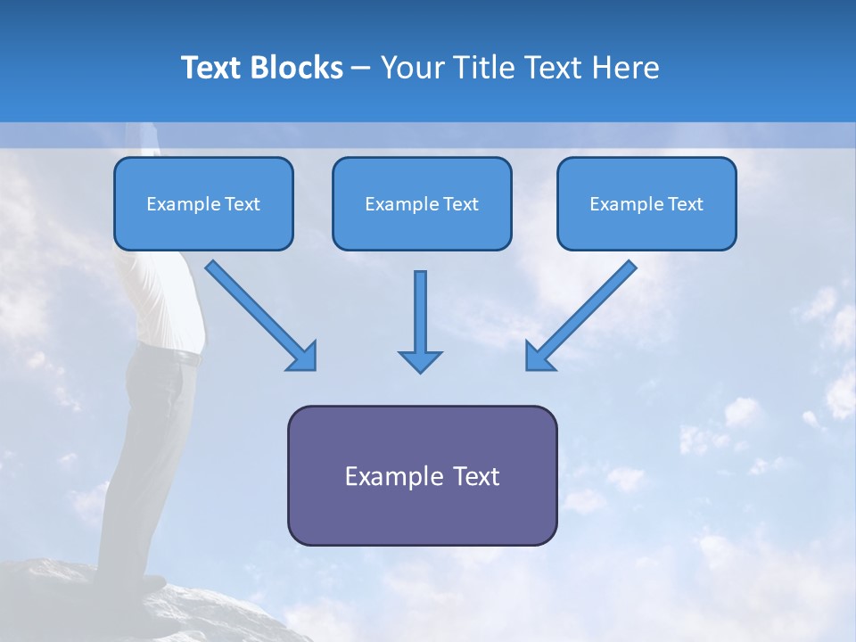 A Man Standing On Top Of A Rock With His Arms In The Air PowerPoint Template