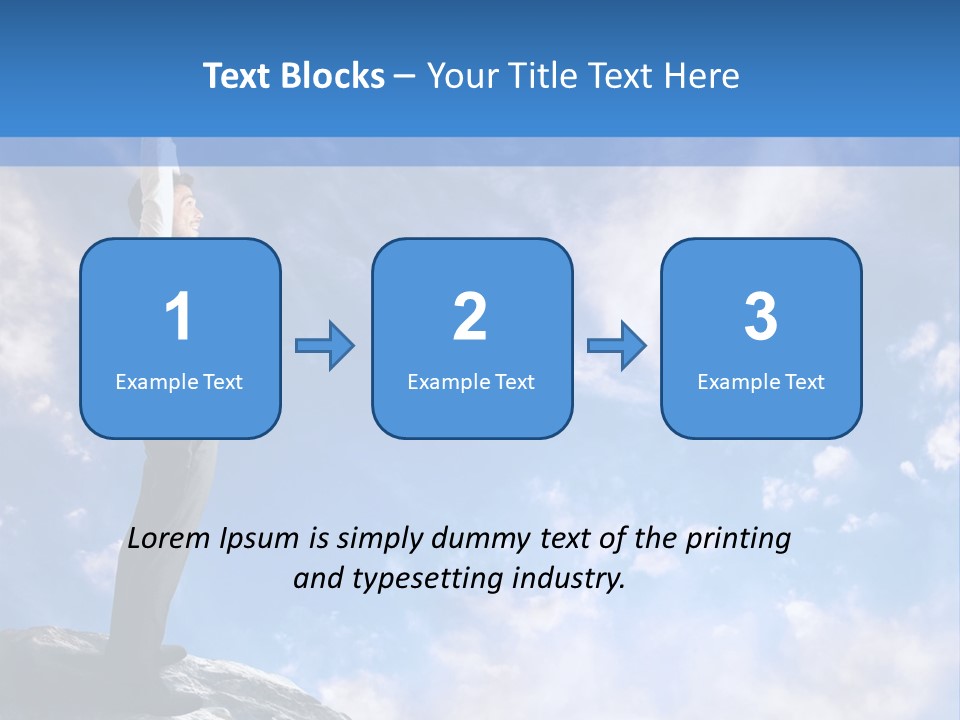 A Man Standing On Top Of A Rock With His Arms In The Air PowerPoint Template