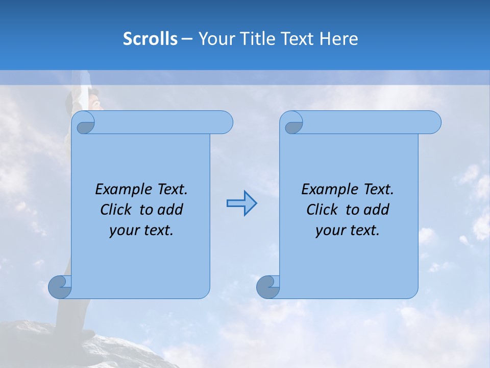 A Man Standing On Top Of A Rock With His Arms In The Air PowerPoint Template