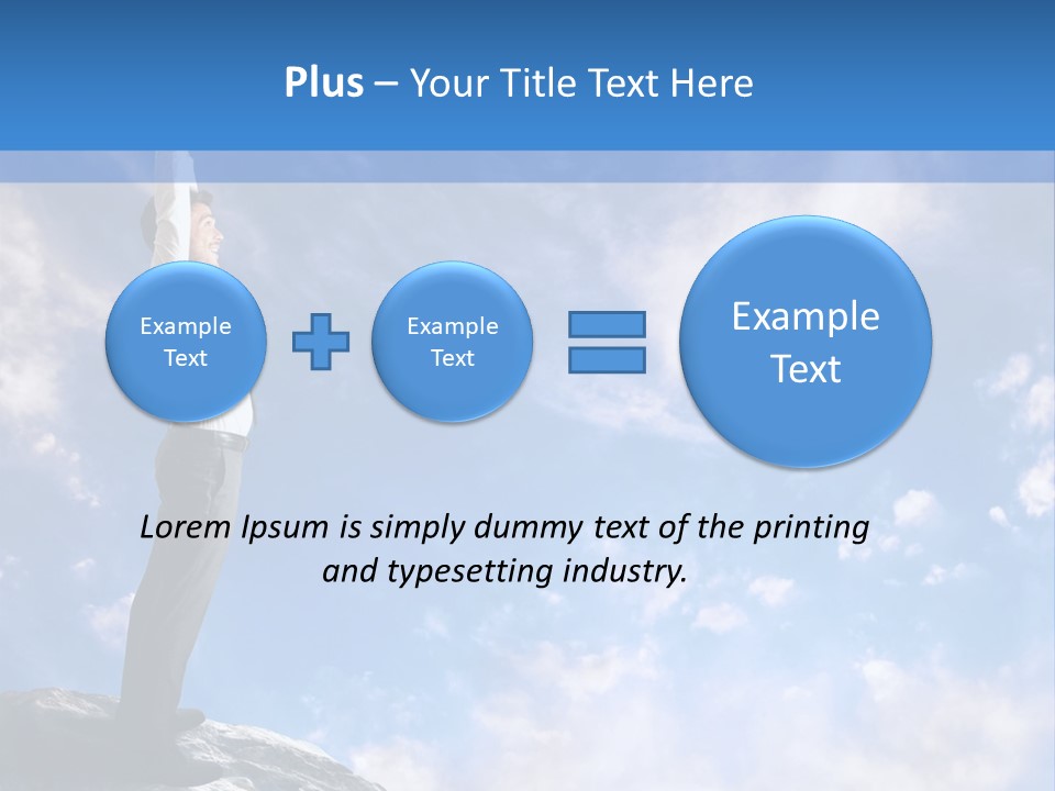 A Man Standing On Top Of A Rock With His Arms In The Air PowerPoint Template