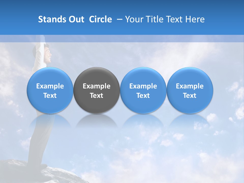 A Man Standing On Top Of A Rock With His Arms In The Air PowerPoint Template