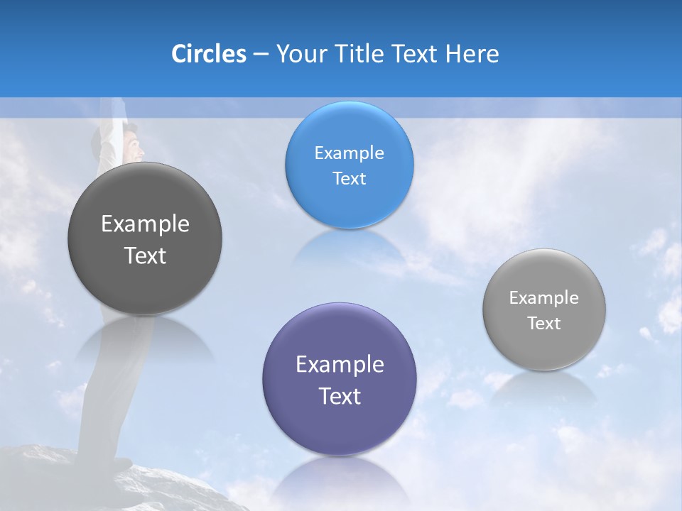 A Man Standing On Top Of A Rock With His Arms In The Air PowerPoint Template