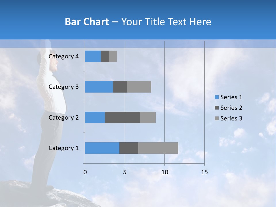 A Man Standing On Top Of A Rock With His Arms In The Air PowerPoint Template