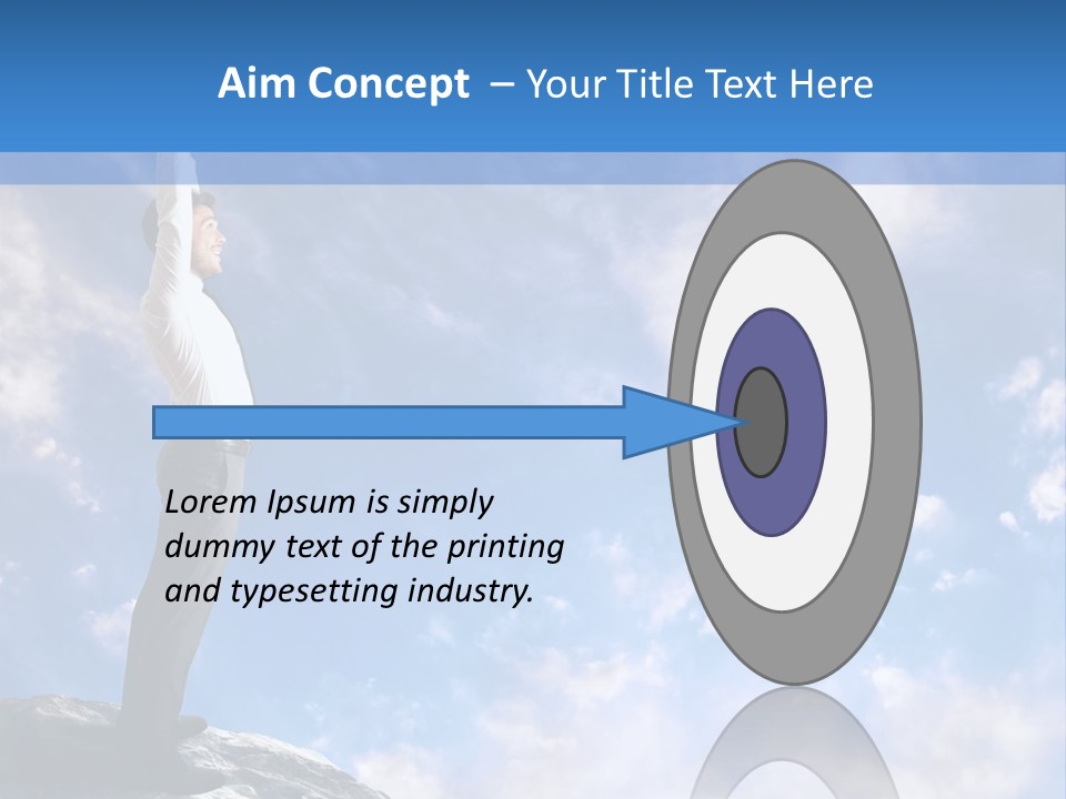 A Man Standing On Top Of A Rock With His Arms In The Air PowerPoint Template