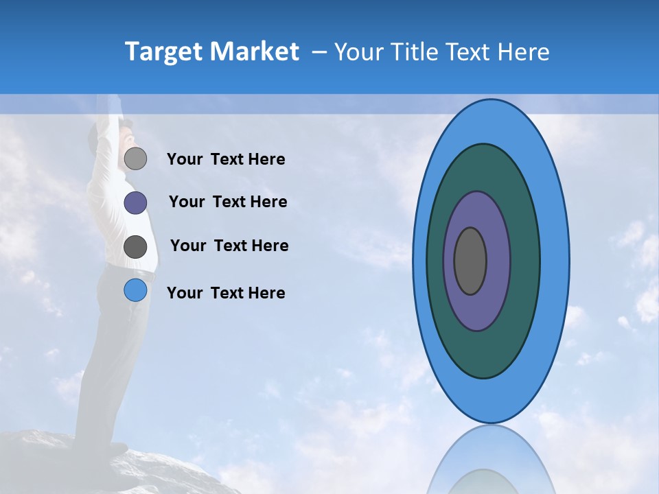 A Man Standing On Top Of A Rock With His Arms In The Air PowerPoint Template