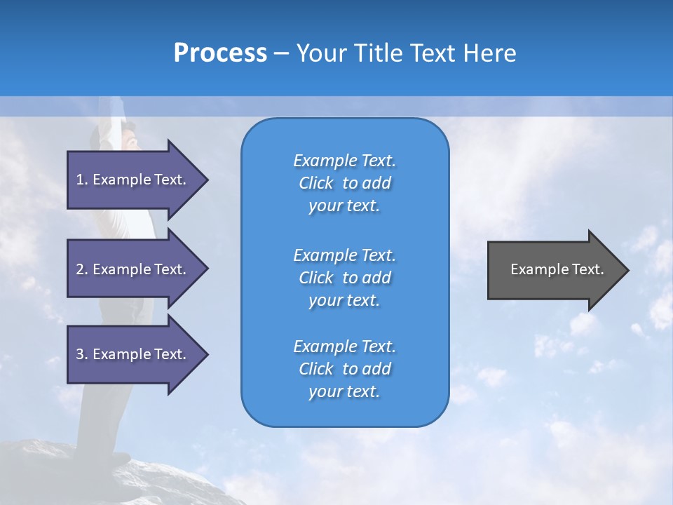 A Man Standing On Top Of A Rock With His Arms In The Air PowerPoint Template