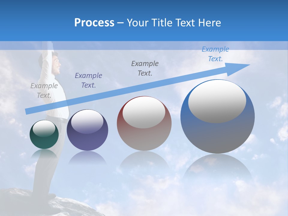 A Man Standing On Top Of A Rock With His Arms In The Air PowerPoint Template