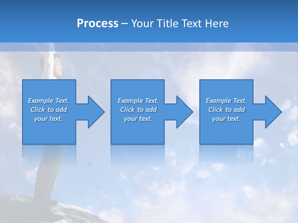 A Man Standing On Top Of A Rock With His Arms In The Air PowerPoint Template