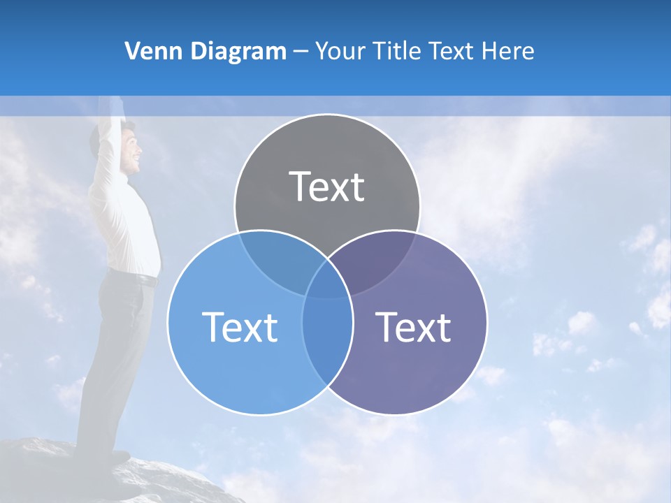 A Man Standing On Top Of A Rock With His Arms In The Air PowerPoint Template