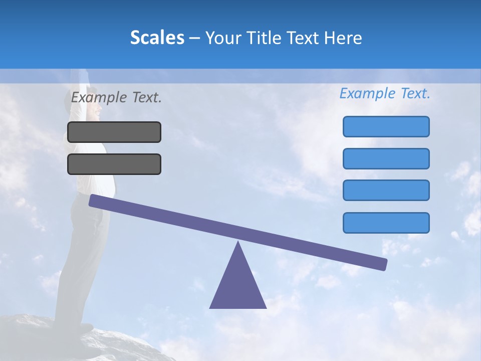 A Man Standing On Top Of A Rock With His Arms In The Air PowerPoint Template
