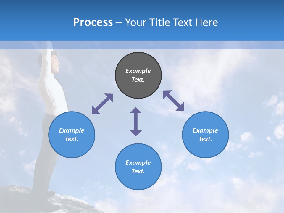 A Man Standing On Top Of A Rock With His Arms In The Air PowerPoint Template