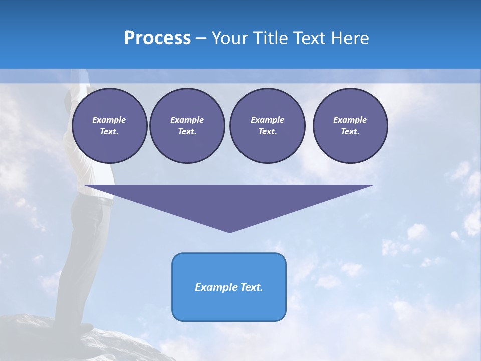 A Man Standing On Top Of A Rock With His Arms In The Air PowerPoint Template