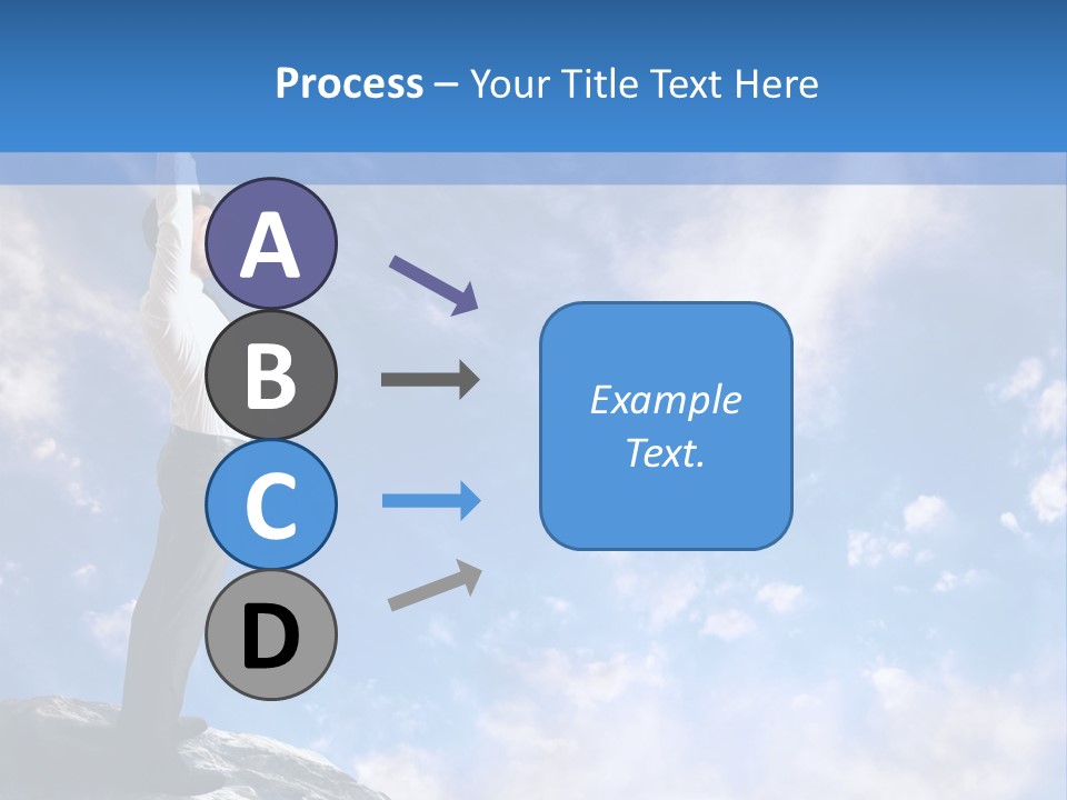 A Man Standing On Top Of A Rock With His Arms In The Air PowerPoint Template
