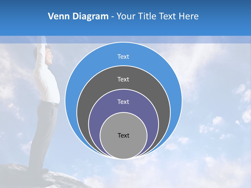 A Man Standing On Top Of A Rock With His Arms In The Air PowerPoint Template