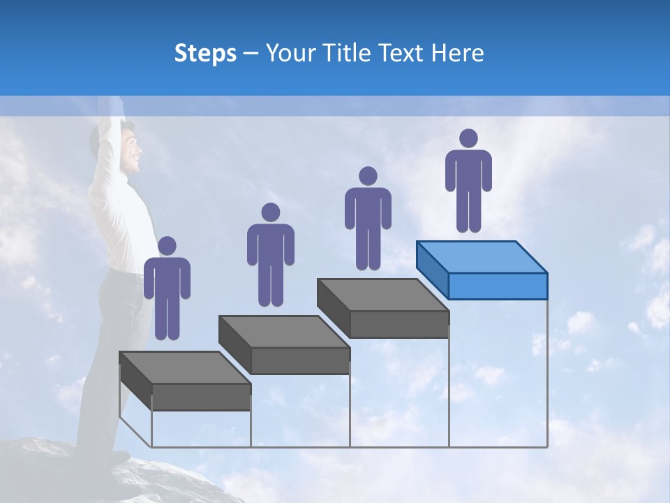 A Man Standing On Top Of A Rock With His Arms In The Air PowerPoint Template