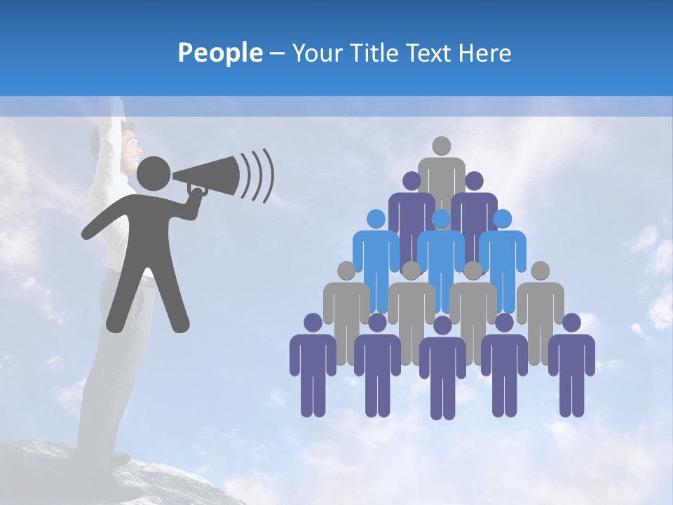 A Man Standing On Top Of A Rock With His Arms In The Air PowerPoint Template