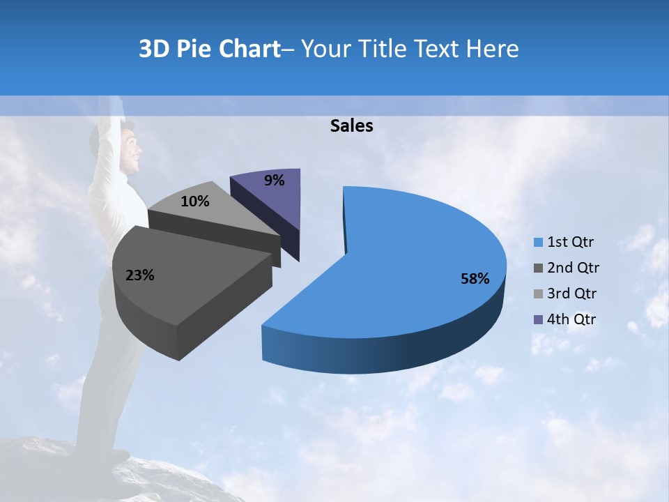 A Man Standing On Top Of A Rock With His Arms In The Air PowerPoint Template