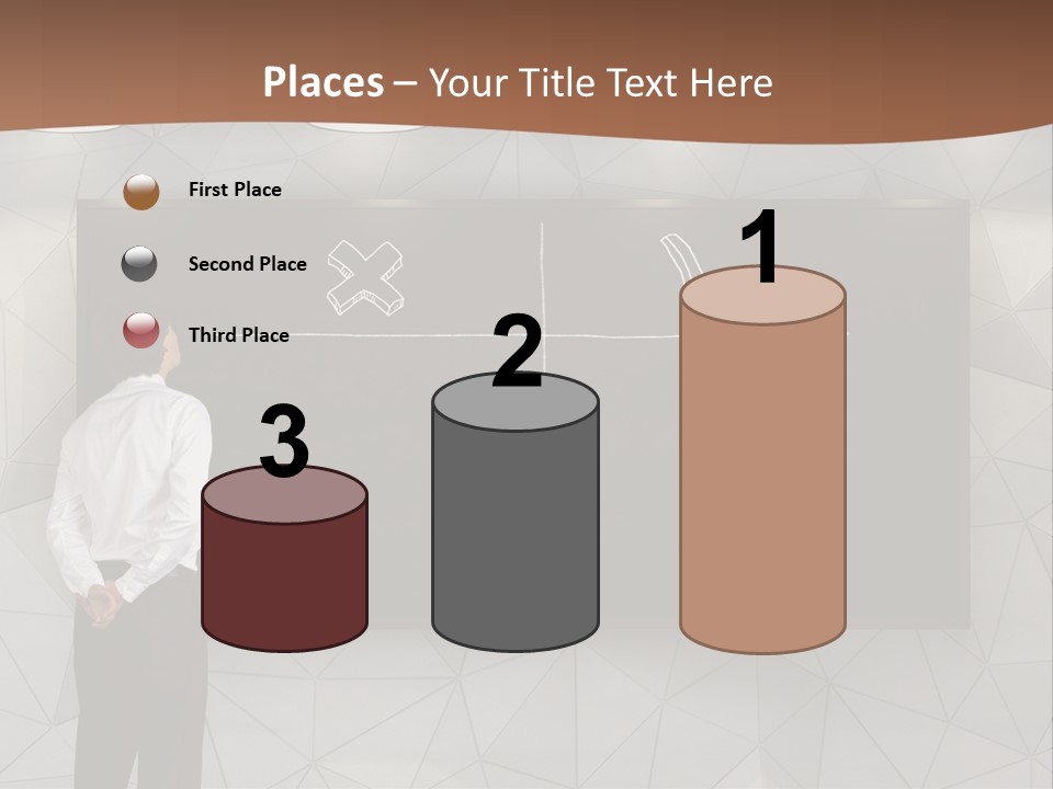 A Man Standing In Front Of A Blackboard With Arrows Drawn On It PowerPoint Template