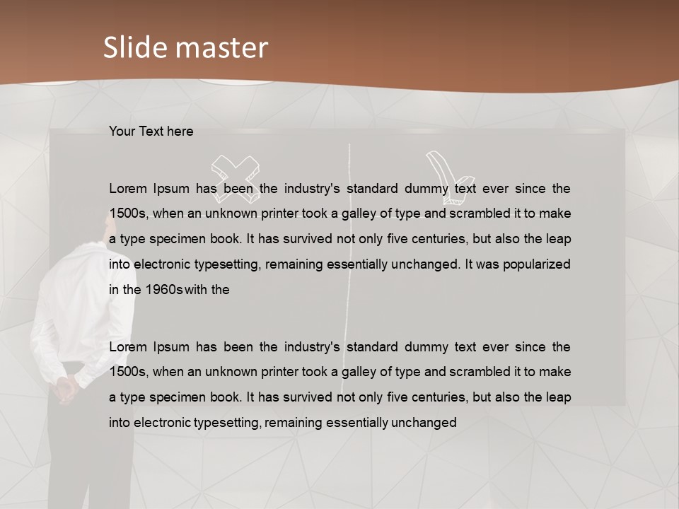 A Man Standing In Front Of A Blackboard With Arrows Drawn On It PowerPoint Template