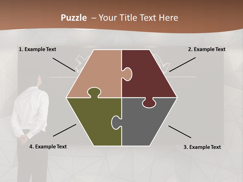 A Man Standing In Front Of A Blackboard With Arrows Drawn On It PowerPoint Template