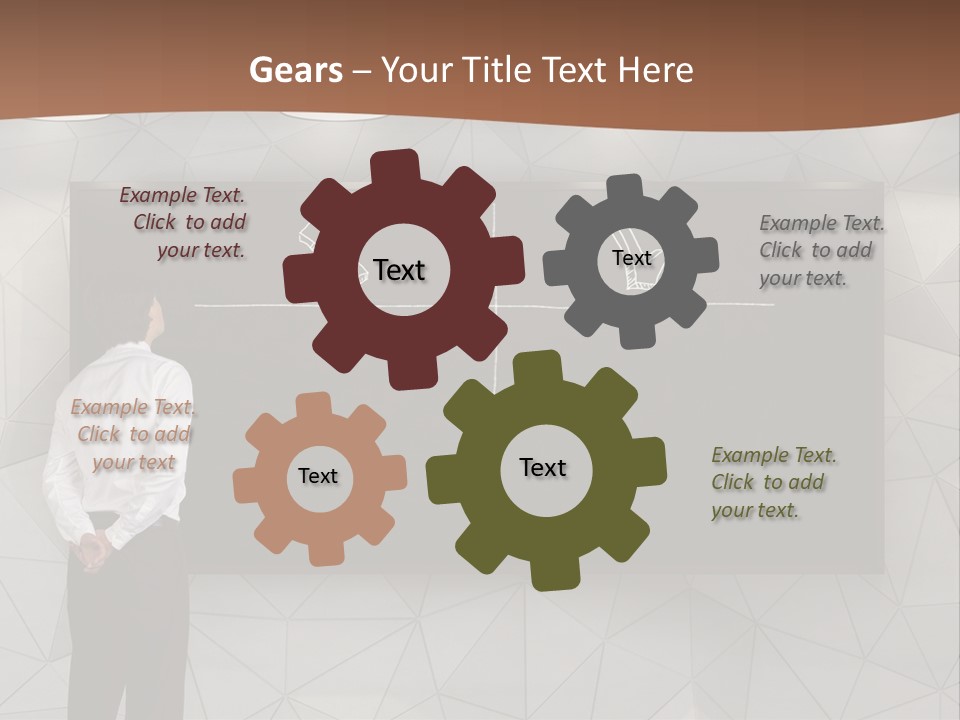 A Man Standing In Front Of A Blackboard With Arrows Drawn On It PowerPoint Template