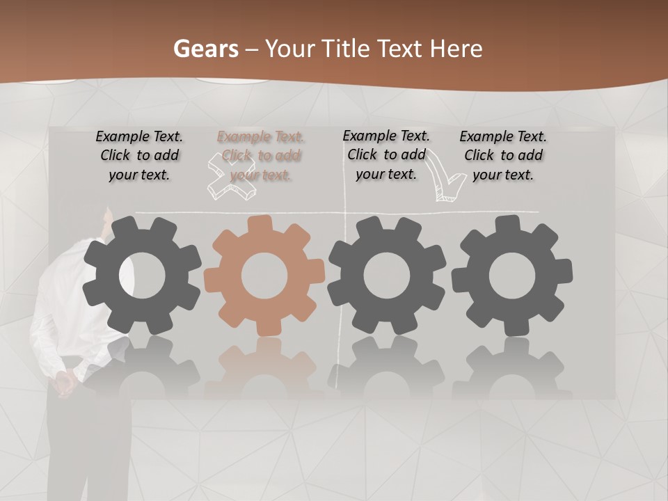 A Man Standing In Front Of A Blackboard With Arrows Drawn On It PowerPoint Template