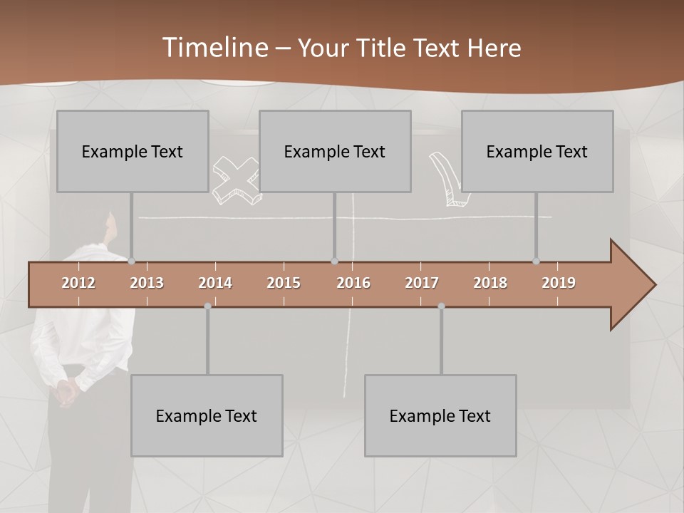 A Man Standing In Front Of A Blackboard With Arrows Drawn On It PowerPoint Template