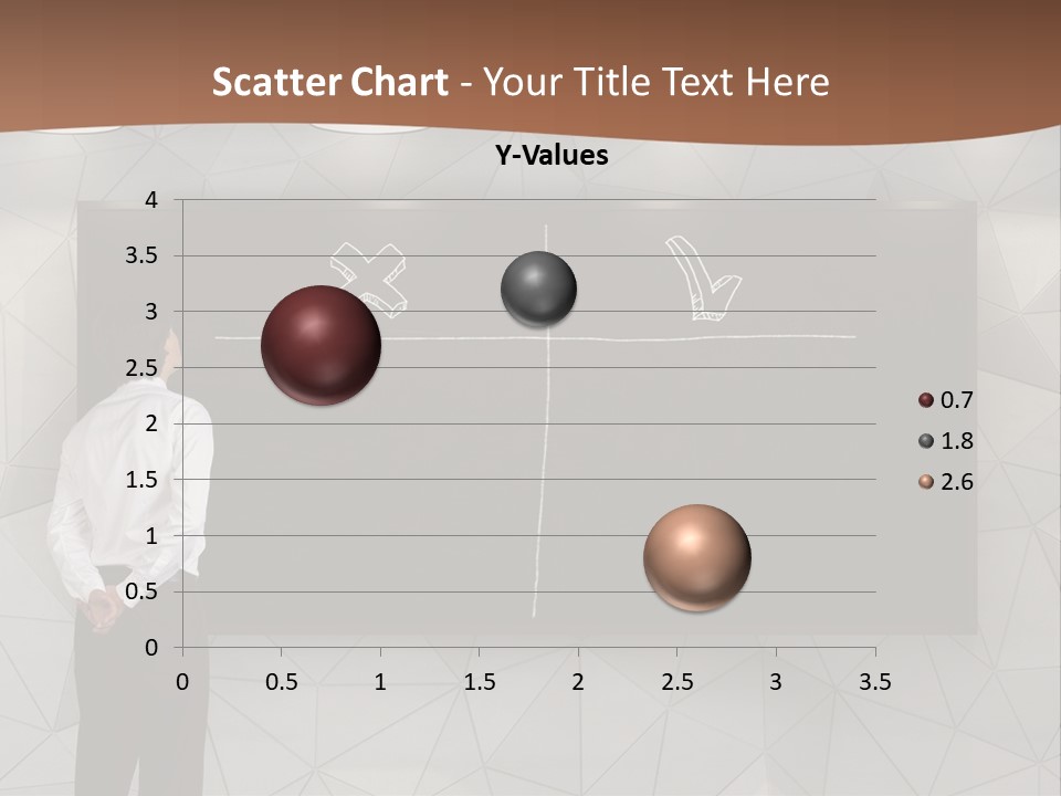 A Man Standing In Front Of A Blackboard With Arrows Drawn On It PowerPoint Template