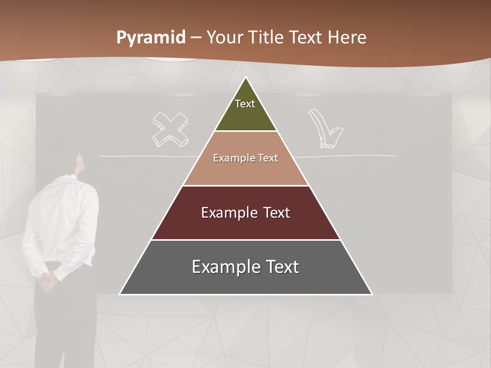 A Man Standing In Front Of A Blackboard With Arrows Drawn On It PowerPoint Template