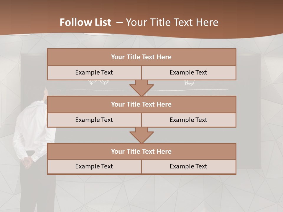 A Man Standing In Front Of A Blackboard With Arrows Drawn On It PowerPoint Template