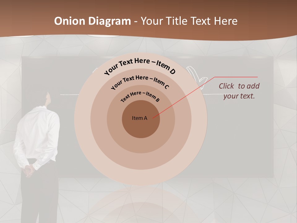 A Man Standing In Front Of A Blackboard With Arrows Drawn On It PowerPoint Template