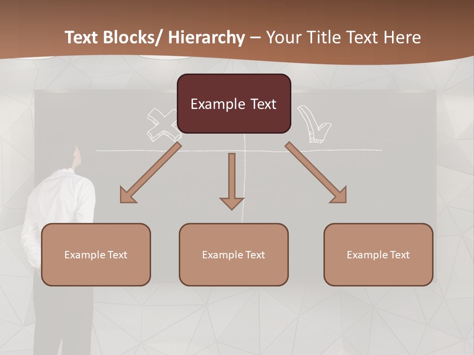 A Man Standing In Front Of A Blackboard With Arrows Drawn On It PowerPoint Template