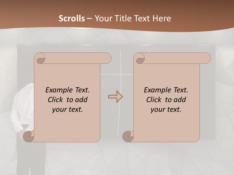 A Man Standing In Front Of A Blackboard With Arrows Drawn On It PowerPoint Template